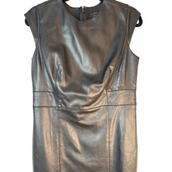 Ann Taylor Size 8  Faux Leather Dress Black - Picture 7 of 14